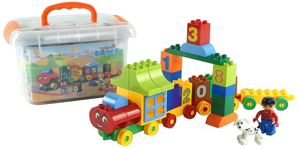hizle 孩之乐 小桶装 大颗粒益智拼插式积木玩具 数字小火车 50块 j-0
